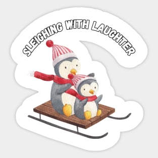 Sleighing with Laughter, winter season Sticker